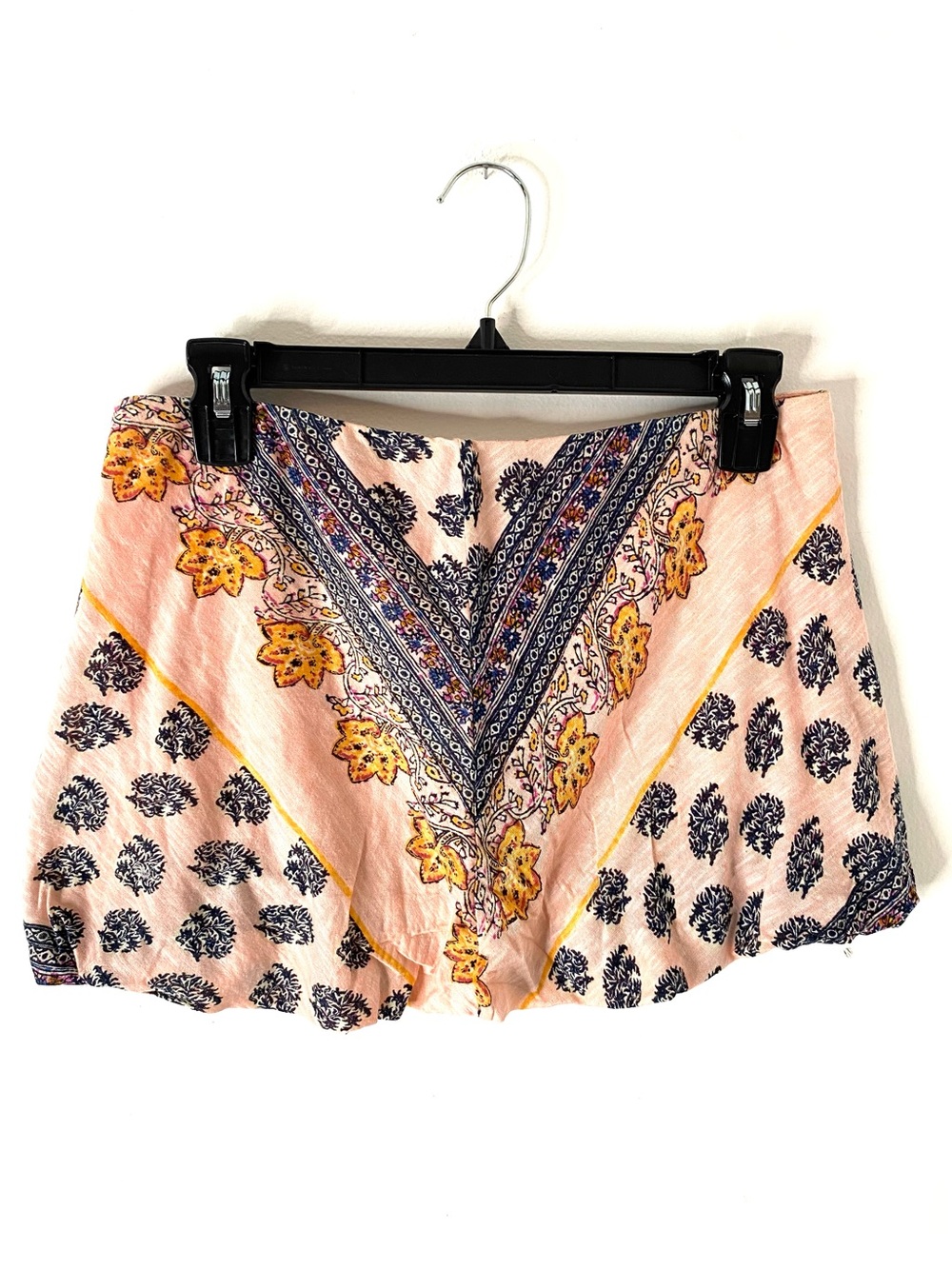 Free People Pink Paisley Boho Mini Skirt Flare Ruffle Printed